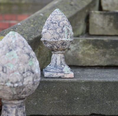 Aged Ceramic Finial Pinecone Moss, Green - Small