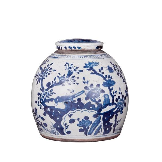 Blue and White Ming Jar with Lid - Small