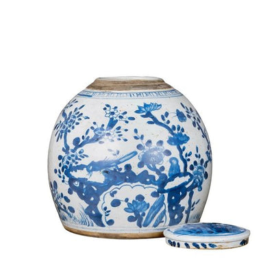 Blue and White Ming Jar with Lid - Small