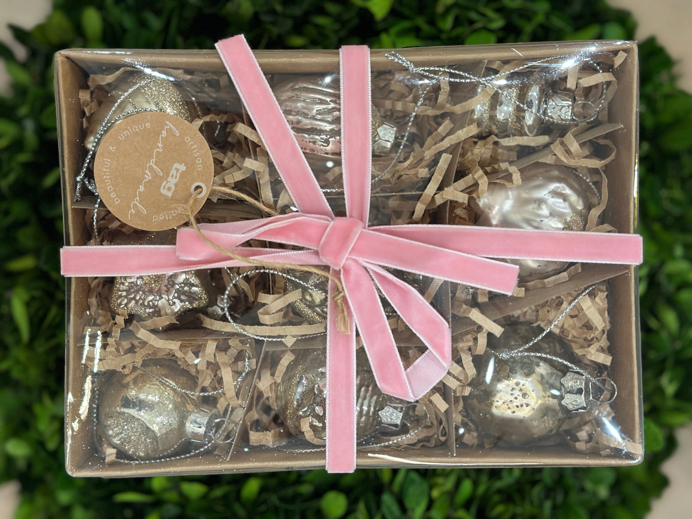 Mini Vintage Glass Ornaments, Box of 9