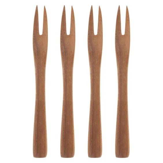 BALI TEAK FRUIT FORKS S/4