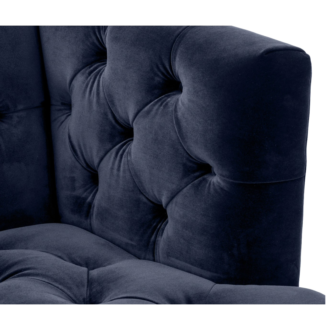 Modern Tufted Sofa in Midnight Blue Velvet