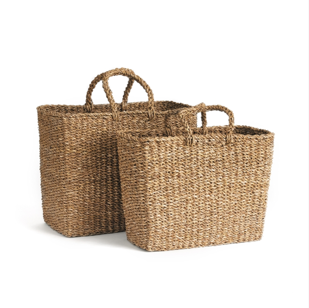 SEAGRASS TOTE BASKETS, Set of 2