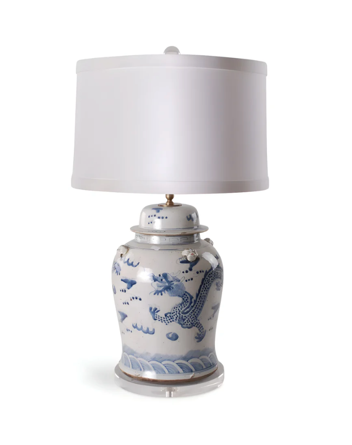 Blue and White Lamp with Small Dragon