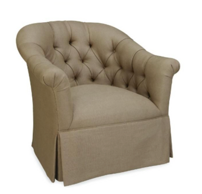 Tufted Swivel Chair with Fringe