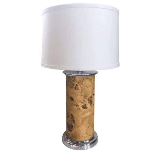 Burlwood Column Table Lamp