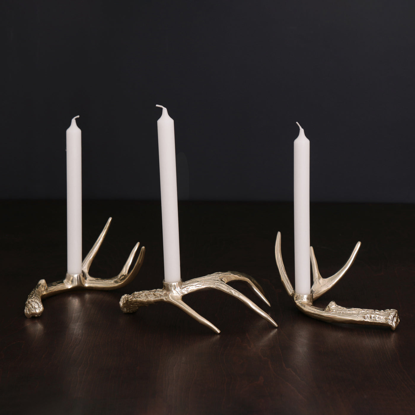 Antler Candlesticks, Gold - Set of 3