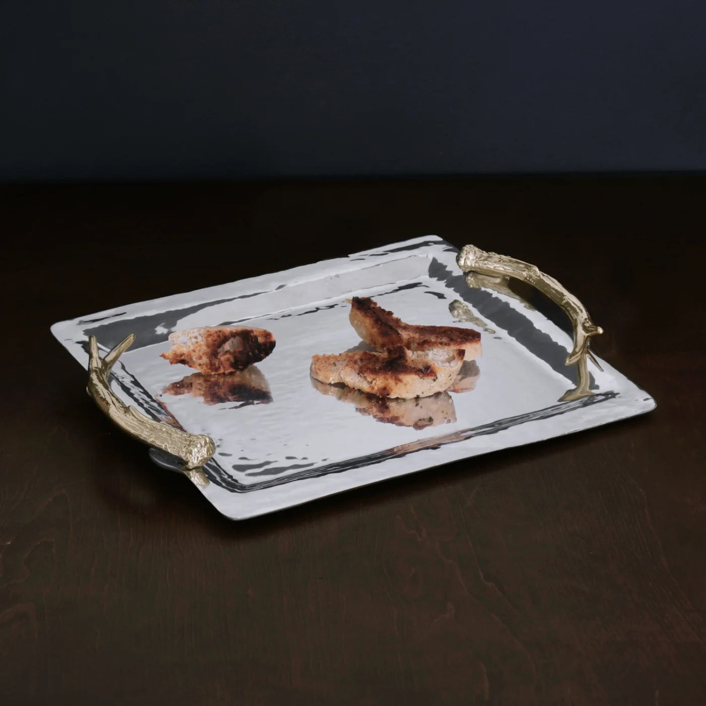 Antler Large Tray with Gold Handles