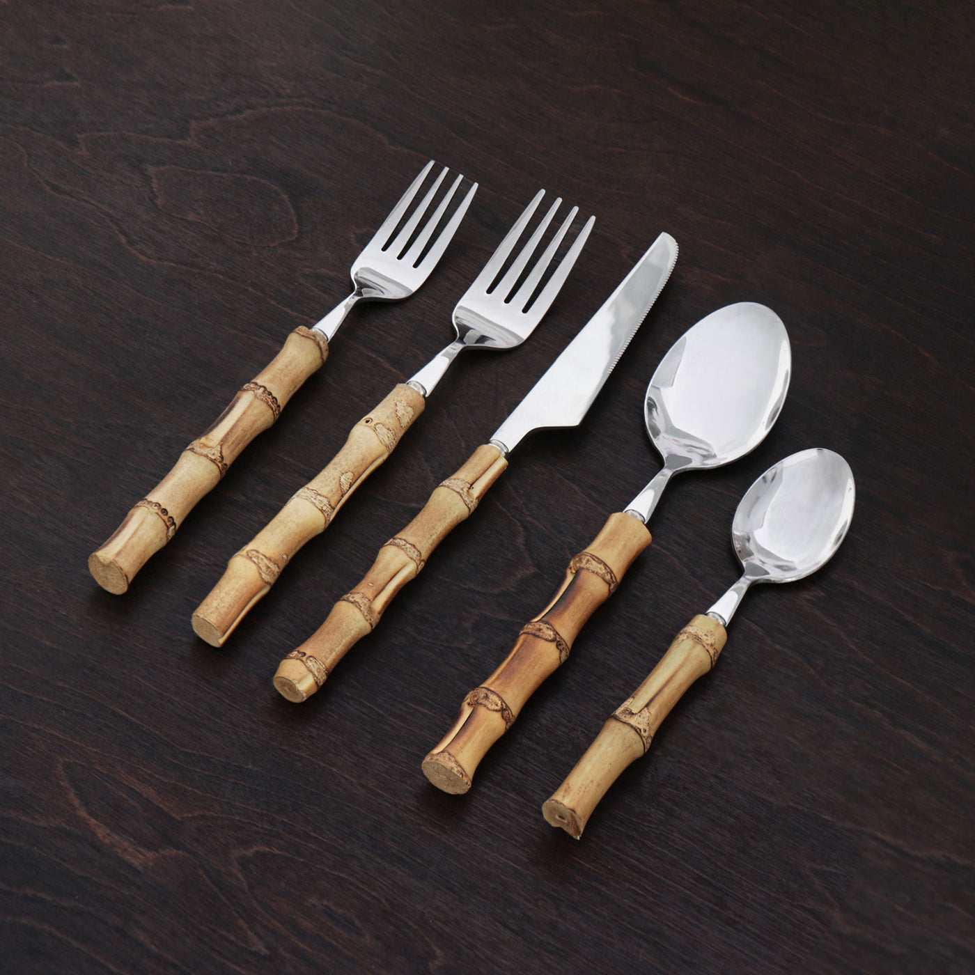 Bamboo Silver Flatware - Set of 5