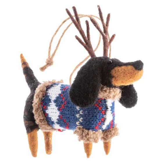 FELT ORNAMENTS  REINDEER DOGS S/6