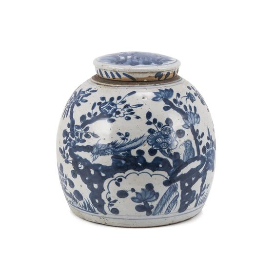 Blue and White Ming Jar with Lid - Small