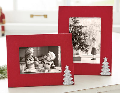 Red Linen Dotty Christmas Tree 4x6 Frame