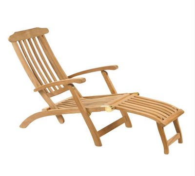 Teak Steamer Chair with Ottoman and Cushions