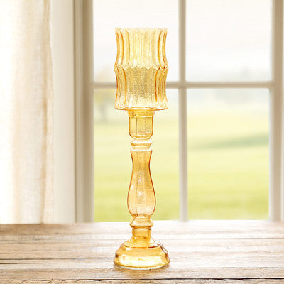 Amber Glass Candle Holder Large