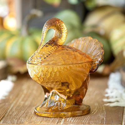 Vintage Glass Turkey Compote